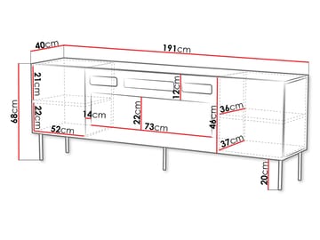 Norrs Golvstående Tv Bänk 191 cm med Förvaring i Målat Trä - Beige - Möbler - Tv möbel & mediamöbel - TV bänk & mediabänk