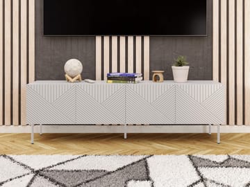 Norrs Golvstående Tv-bänk 191 cm med Förvaring i Målat Trä - Ljusbeige - Möbler - Tv möbel & mediamöbel - TV bänk & mediabänk