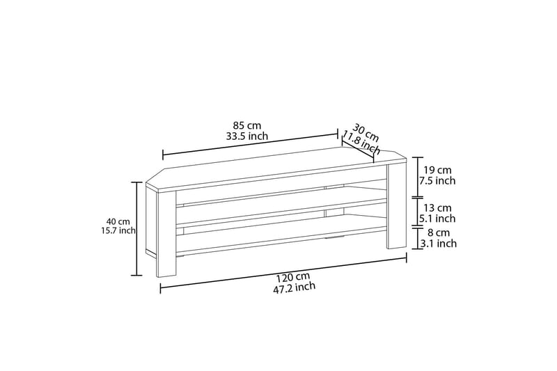 Oderzo Tv-bänk 120 cm - Grå - Möbler - Tv möbel & mediamöbel - TV bänk & mediabänk