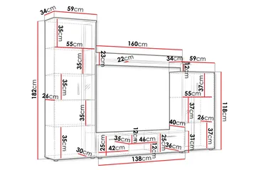 Olerum Tv-möbelset 256x40 cm - Vit - Möbler - Tv möbel & mediamöbel - TV-möbelset