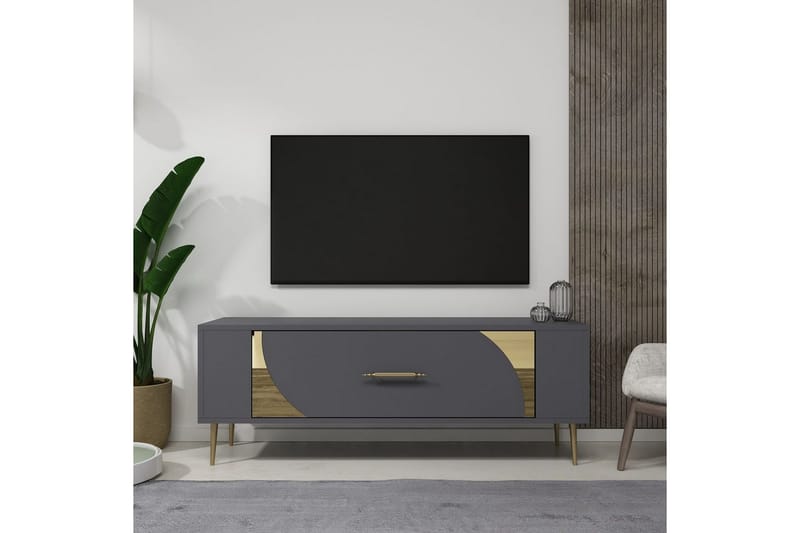 Olyra Tv-bänk 120 cm - Antracit/Guld - Möbler - Tv möbel & mediamöbel - TV bänk & mediabänk