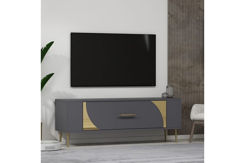 Olyra Tv-bänk 120 cm - Antracit/Guld - Möbler - Tv möbel & mediamöbel - TV bänk & mediabänk