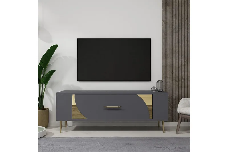 Olyra Tv-bänk 120 cm - Antracit/Guld - Möbler - Tv möbel & mediamöbel - TV bänk & mediabänk