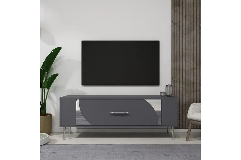 Olyra Tv-bänk 120 cm - Antracit/Silver - Möbler - Tv möbel & mediamöbel - TV bänk & mediabänk