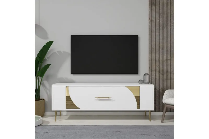 Olyra Tv-bänk 120 cm - Vit/Guld - Möbler - Tv möbel & mediamöbel - TV bänk & mediabänk