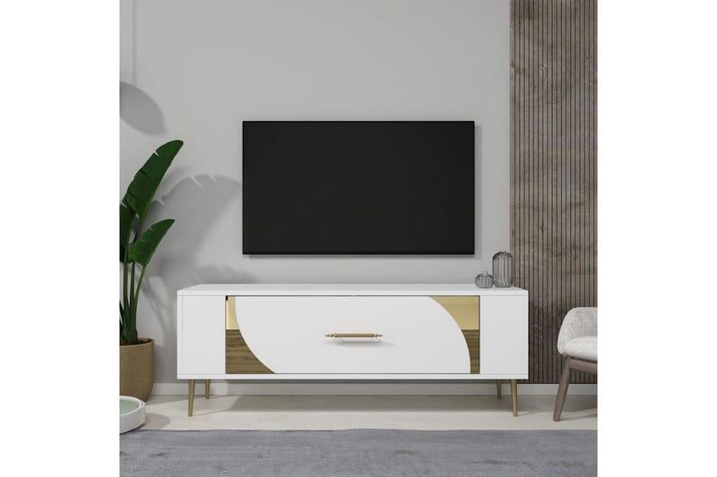 Olyra Tv-bänk 120 cm - Vit/Guld - Möbler - Tv möbel & mediamöbel - TV bänk & mediabänk