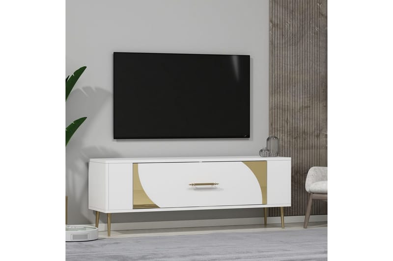 Olyra Tv-bänk 120 cm - Vit/Guld - Möbler - Tv möbel & mediamöbel - TV bänk & mediabänk