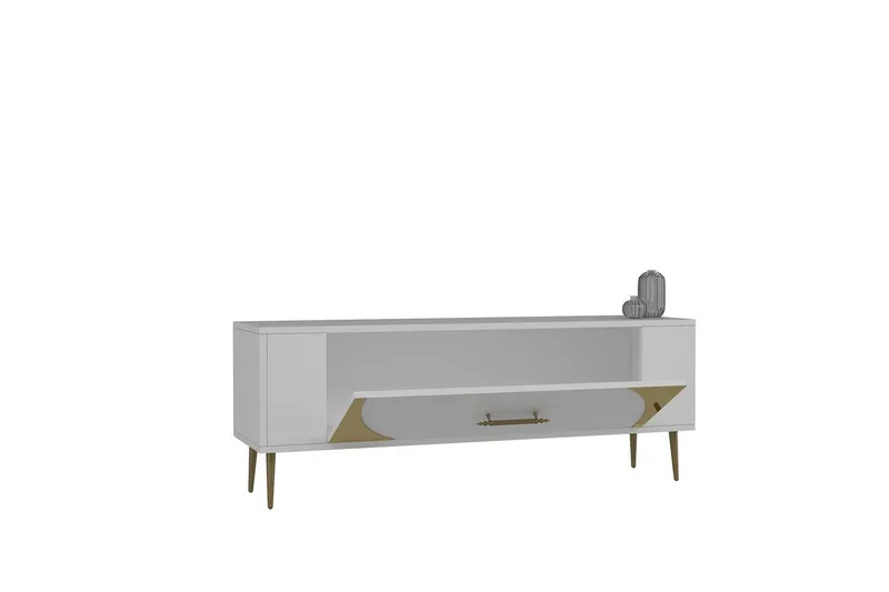 Olyra Tv-bänk 120 cm - Vit/Guld - Möbler - Tv möbel & mediamöbel - TV bänk & mediabänk