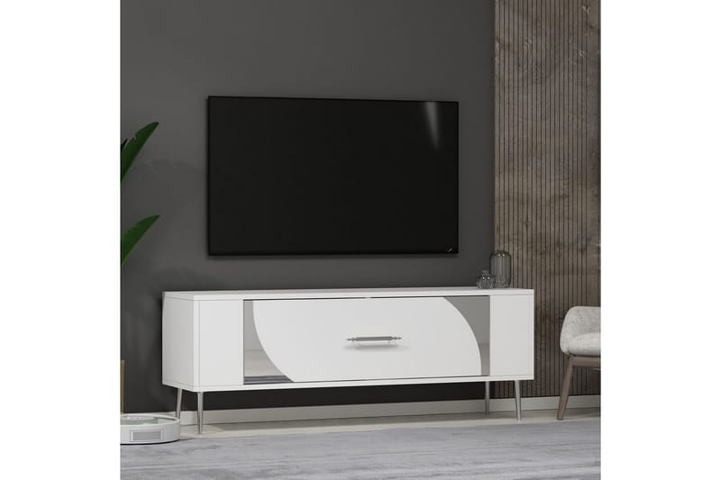 Olyra Tv-bänk 120 cm - Vit/Silver - Möbler - Tv möbel & mediamöbel - TV bänk & mediabänk