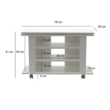 Olyricon TV-bänk 78 cm Med förvaring Rullbar - Vit och svart - Möbler - Tv möbel & mediamöbel - TV bänk & mediabänk