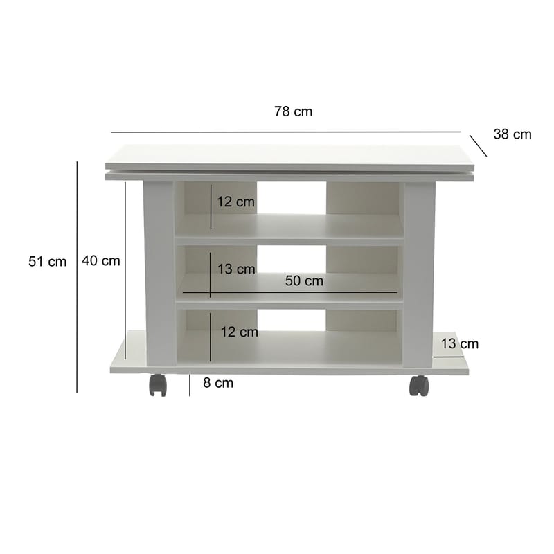 Olyricon TV-bänk 78 cm Med förvaring Rullbar - Vit och svart - Möbler - Tv möbel & mediamöbel - TV b änk & mediabänk