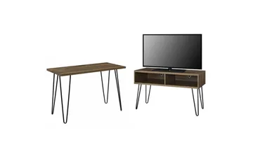 Owen Golvstående Tv Bänk 107 cm med Förvaring i Valnöt - Brun - Möbler - Tv möbel & mediamöbel - TV bänk & mediabänk