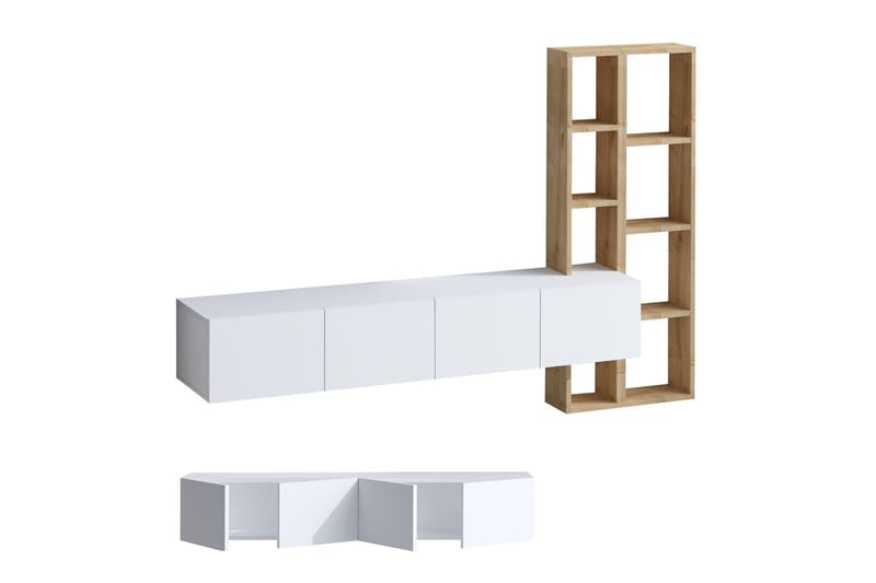 Pana Tv-möbelset 182x32 cm Vit/Brun - Hanah Home - Möbler - Tv möbel & mediamöbel - TV-möbelset