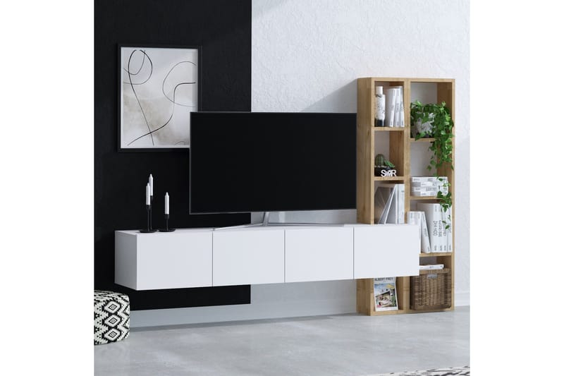 Pana Tv-möbelset 182x32 cm Vit/Brun - Hanah Home - Möbler - Tv möbel & mediamöbel - TV-möbelset