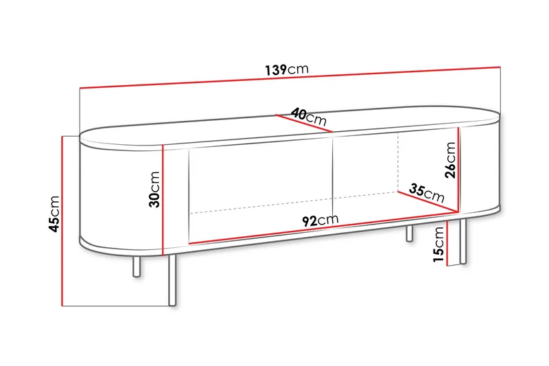 Pantego Tv-bänk 139x40 cm - Brun - Möbler - Tv möbel & mediamöbel - TV bänk & mediabänk