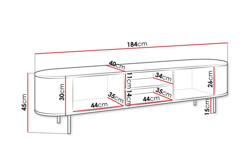 Pantego Tv-bänk 184x40 cm - Brun - Möbler - Tv möbel & mediamöbel - TV bänk & mediabänk