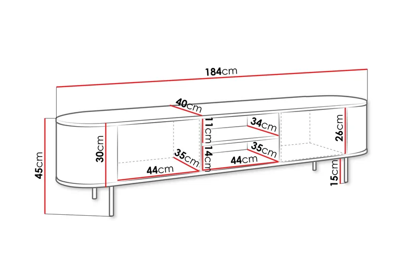 Pantego Tv-bänk 184x40 cm - Vit - Möbler - Tv möbel & mediamöbel - TV bänk & mediabänk
