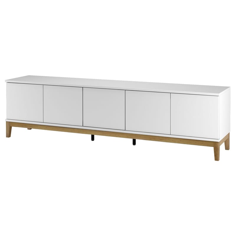 Pelle Tv-bänk 200 cm, Vit/Wotan-ek