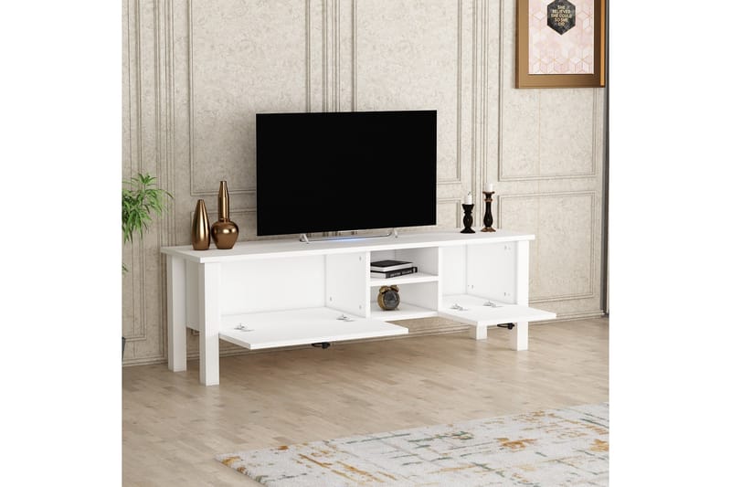 Perrenmies Tv-bänk 140x35 cm Vit - Hanah Home - TV bänk & mediabänk