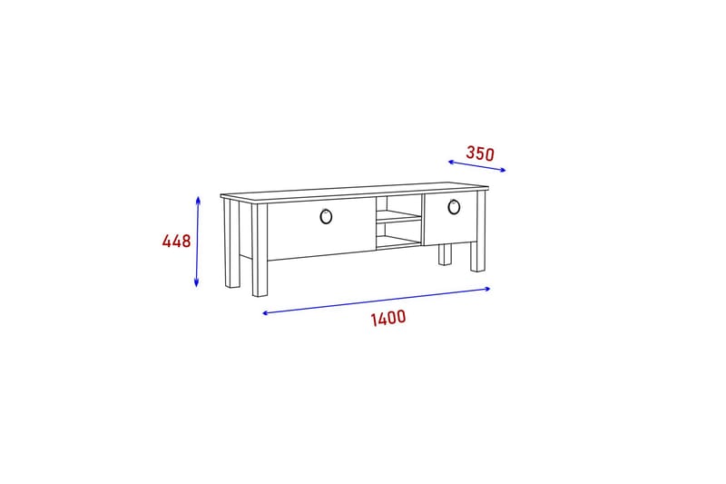 Perrenmies Tv-bänk 140x35 cm Vit - Hanah Home - TV bänk & mediabänk