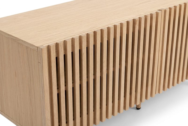 Peyra Ribbad TV-bänk 120 cm med Förvaring, Trä- och Ekutseende - Natur - Möbler - Tv möbel & mediamöbel - TV bänk & mediabänk