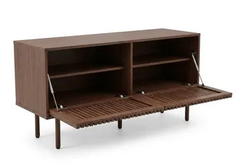 Peyra Ribbad Tv-bänk 120 cm - Valnöt - Möbler - Tv möbel & mediamöbel - TV bänk & mediabänk