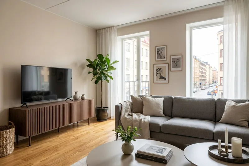 Peyra Ribbad Tv-bänk 160 cm - Valnöt - Möbler - Tv möbel & mediamöbel - TV bänk & mediabänk