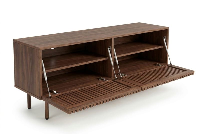 Peyra Ribbad Tv-bänk 160 cm - Valnöt - Möbler - Tv möbel & mediamöbel - TV bänk & mediabänk