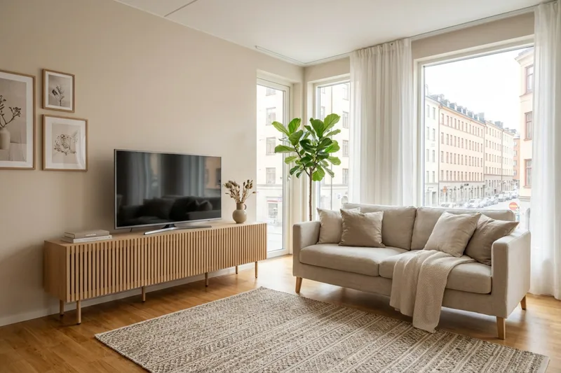 Peyra Ribbad Tv-bänk 200 cm - Natur - Möbler - Tv möbel & mediamöbel - TV bänk & mediabänk