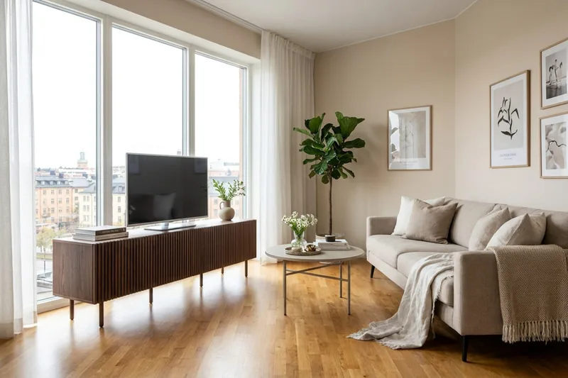 Peyra Ribbad Tv-bänk med Förvaring 200 cm - Valnöt - Möbler - Tv möbel & mediamöbel - TV bänk & mediabänk