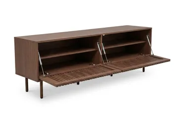Peyra Ribbad Tv-bänk med Förvaring 200 cm - Valnöt - Möbler - Tv möbel & mediamöbel - TV bänk & mediabänk