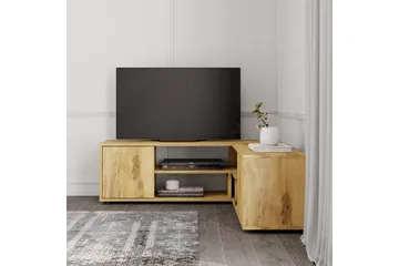 Pienk Hörn TV Bänk i Trä 125 cm med Förvaring i Ek - Brun - Möbler - Tv möbel & mediamöbel - TV bänk & mediabänk
