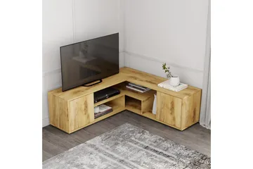 Pienk Hörn TV Bänk i Trä 125 cm med Förvaring i Ek - Brun - Möbler - Tv möbel & mediamöbel - TV bänk & mediabänk