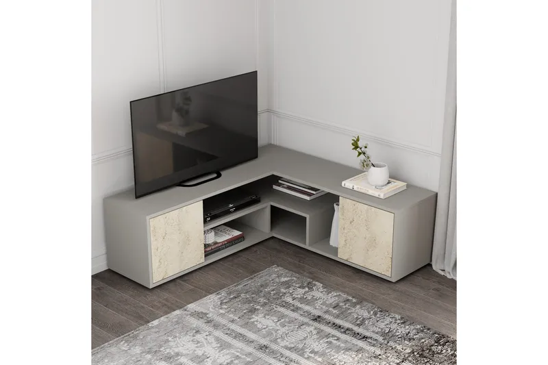 Pienk Tv-bänk 125 cm - Grå/Travertin - Möbler - Tv möbel & mediamöbel - TV bänk & mediabänk