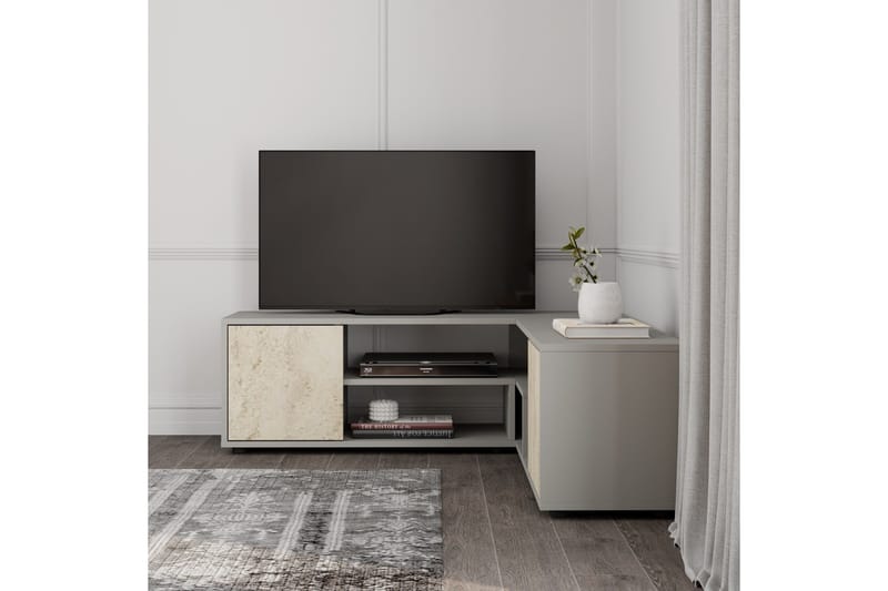 Pienk Tv-bänk 125 cm - Grå/Travertin - Möbler - Tv möbel & mediamöbel - TV bänk & mediabänk