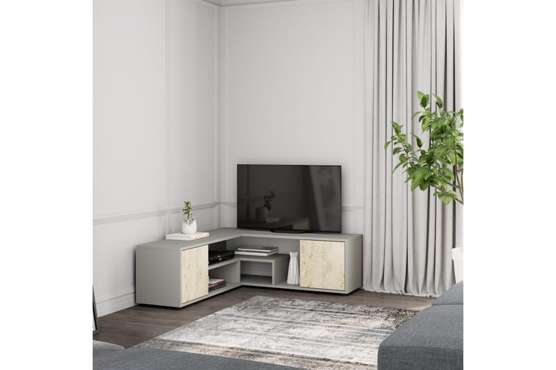 Pienk Tv-bänk 125 cm - Grå/Travertin - Möbler - Tv möbel & mediamöbel - TV bänk & mediabänk