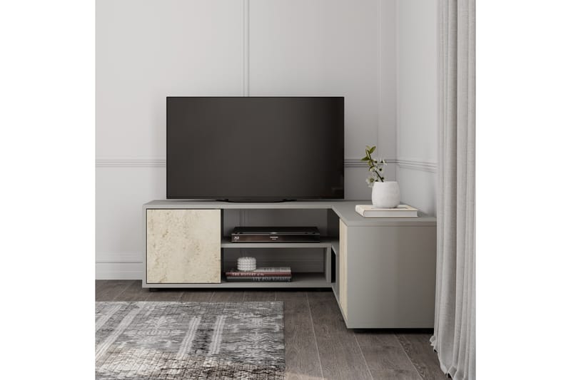 Pienk Tv-bänk 125 cm - Grå/Travertin - Möbler - Tv möbel & mediamöbel - TV bänk & mediabänk