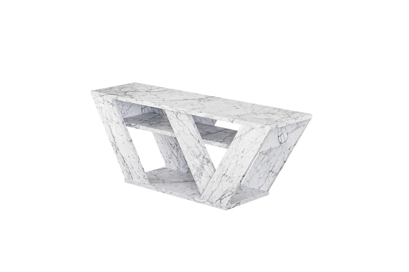 Pipralla Tv-bänk 110 cm, Vit marmor