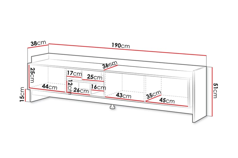 Polina Tv-bänk 190 cm - Brun/Svart - Möbler - Tv möbel & mediamöbel - TV bänk & mediabänk