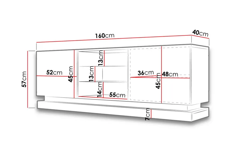 Qiu TV-bänk 40x160 cm LED-belysning - Vit/Högglans - Möbler - Tv möbel & mediamöbel - TV bänk & mediabänk