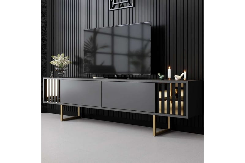 Rany Tv-bänk 180 cm - Guld/Grafitgrå - Möbler - Tv möbel & mediamöbel - TV bänk & mediabänk