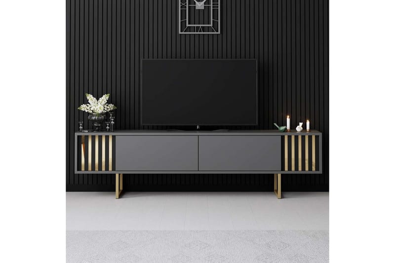 Rany Tv-bänk 180 cm - Guld/Grafitgrå - Möbler - Tv möbel & mediamöbel - TV bänk & mediabänk