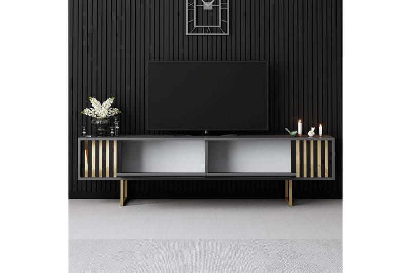 Rany Tv-bänk 180 cm - Guld/Grafitgrå - Möbler - Tv möbel & mediamöbel - TV bänk & mediabänk