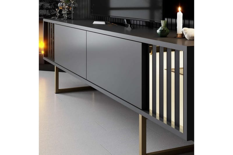 Rany Tv-bänk 180 cm - Guld/Grafitgrå - Möbler - Tv möbel & mediamöbel - TV bänk & mediabänk