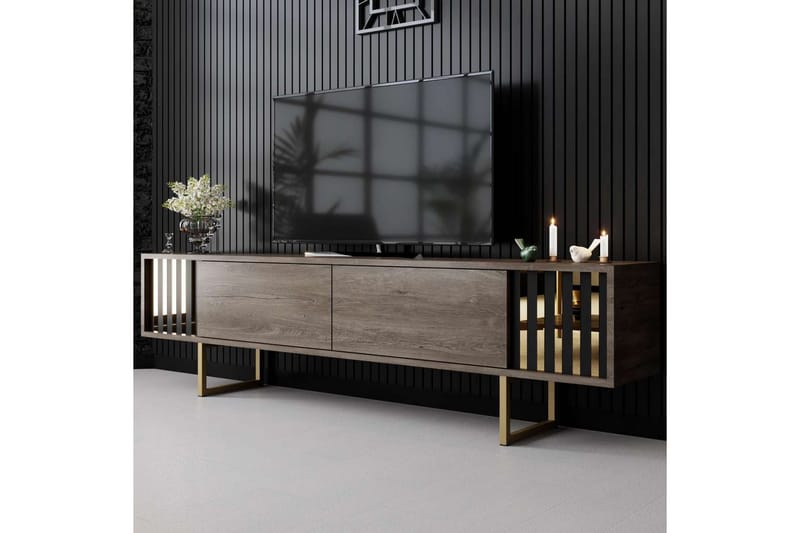 Rany Tv-bänk 180 cm - Rödfärgat trä/Guld - Möbler - Tv möbel & mediamöbel - TV bänk & mediabänk