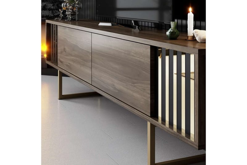 Rany Tv-bänk 180 cm - Rödfärgat trä/Guld - Möbler - Tv möbel & mediamöbel - TV bänk & mediabänk