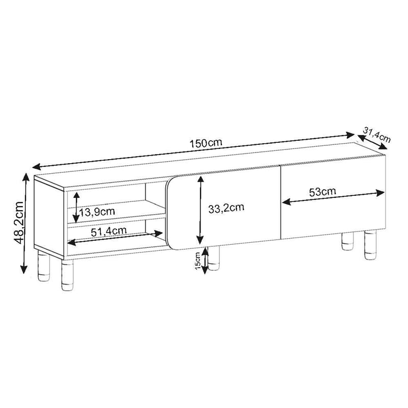 Relento Tv-bänk 150 cm - antracit - Möbler - Tv möbel & mediamöbel - TV bänk & mediabänk