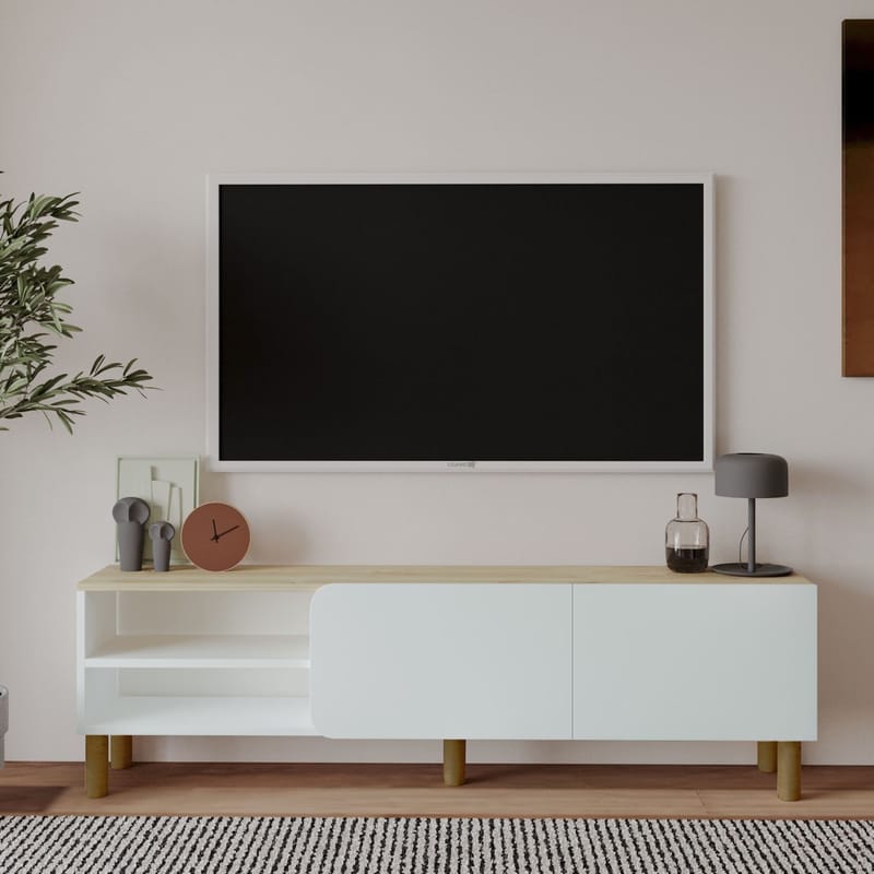 Relento Tv-bänk 150 cm - vit, sapphire oak - Möbler - Tv möbel & mediamöbel - TV bänk & mediabänk