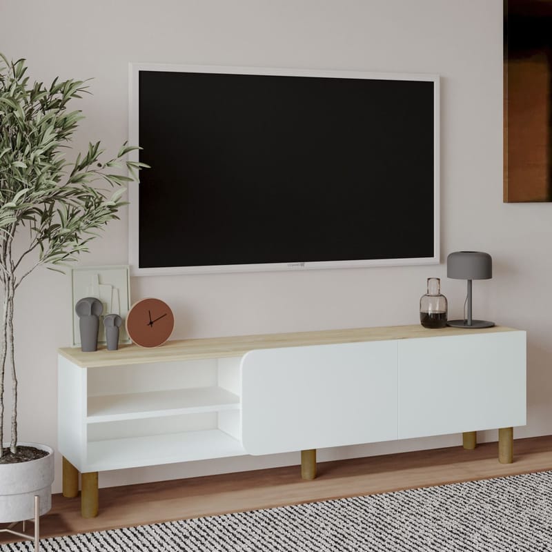 Relento Tv-bänk 150 cm - vit, sapphire oak - Möbler - Tv möbel & mediamöbel - TV bänk & mediabänk