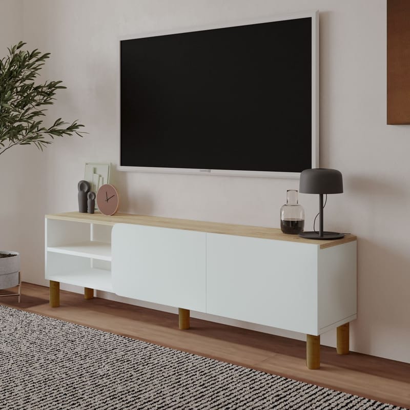 Relento Tv-bänk 150 cm - vit, sapphire oak - Möbler - Tv möbel & mediamöbel - TV bänk & mediabänk